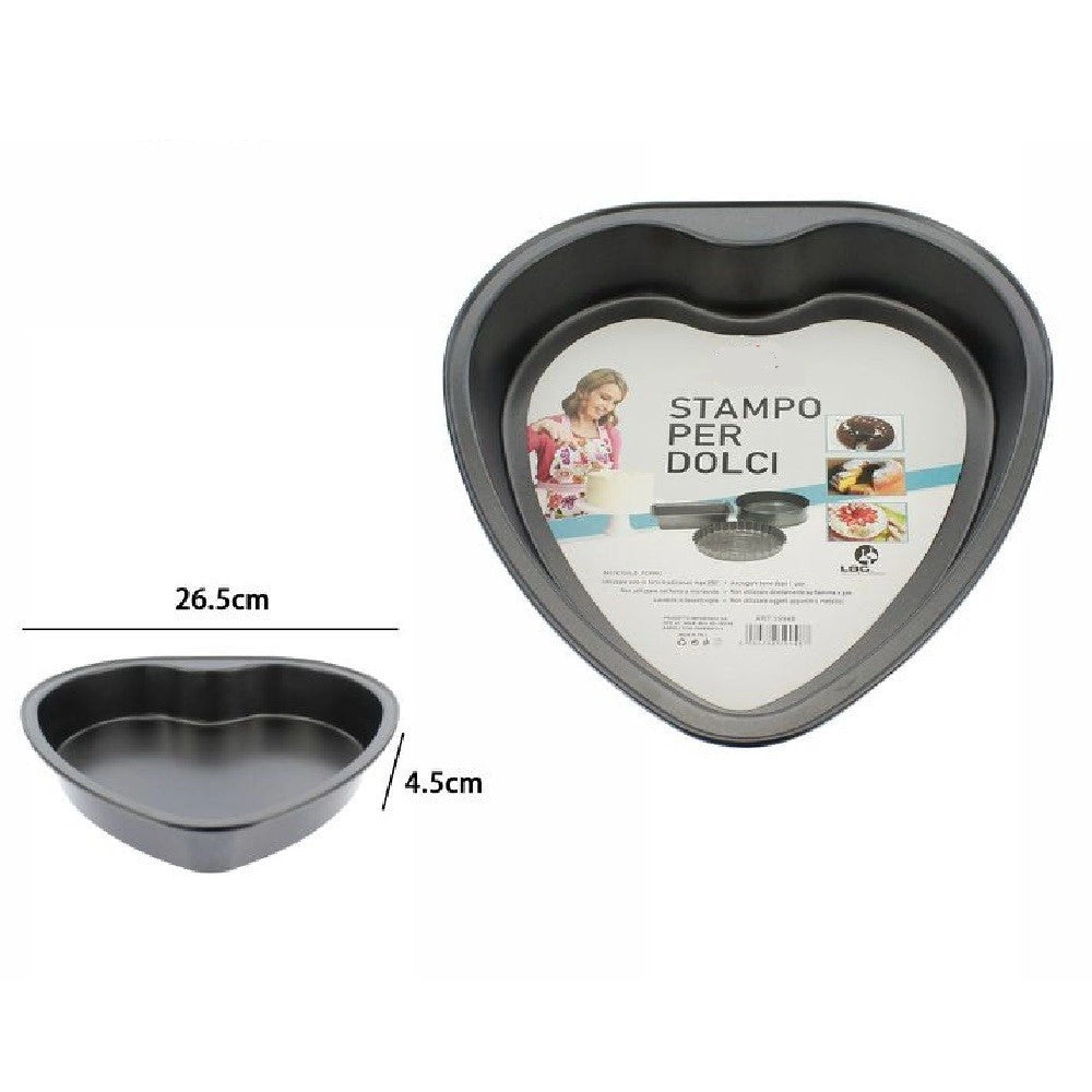 Trade Shop - Tortiera Forma Cuore Stampo Teglia Dolci Torte Antiaderente Cucina 26,5cm 59948 -