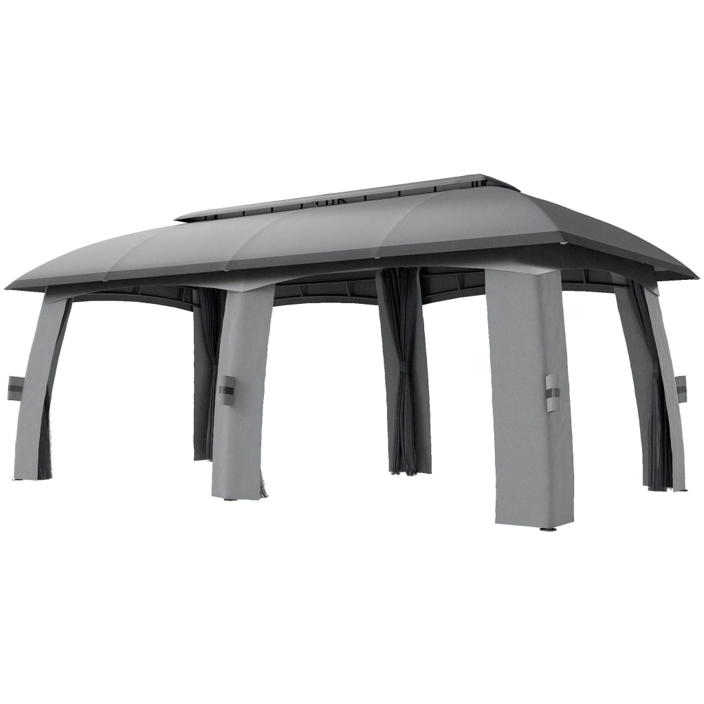 Gazebo da giardino ¨C zephmum ¨C 3x6x3 m con rete anti-insetti e tettoia