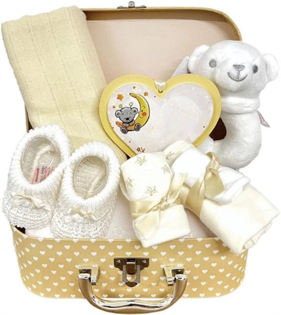 Set di Benvenuto per Bambini - Incluso Raccoglitore, Fotoframmento, Coperta, Pannolino, Calze, Guanti e Cappuccio