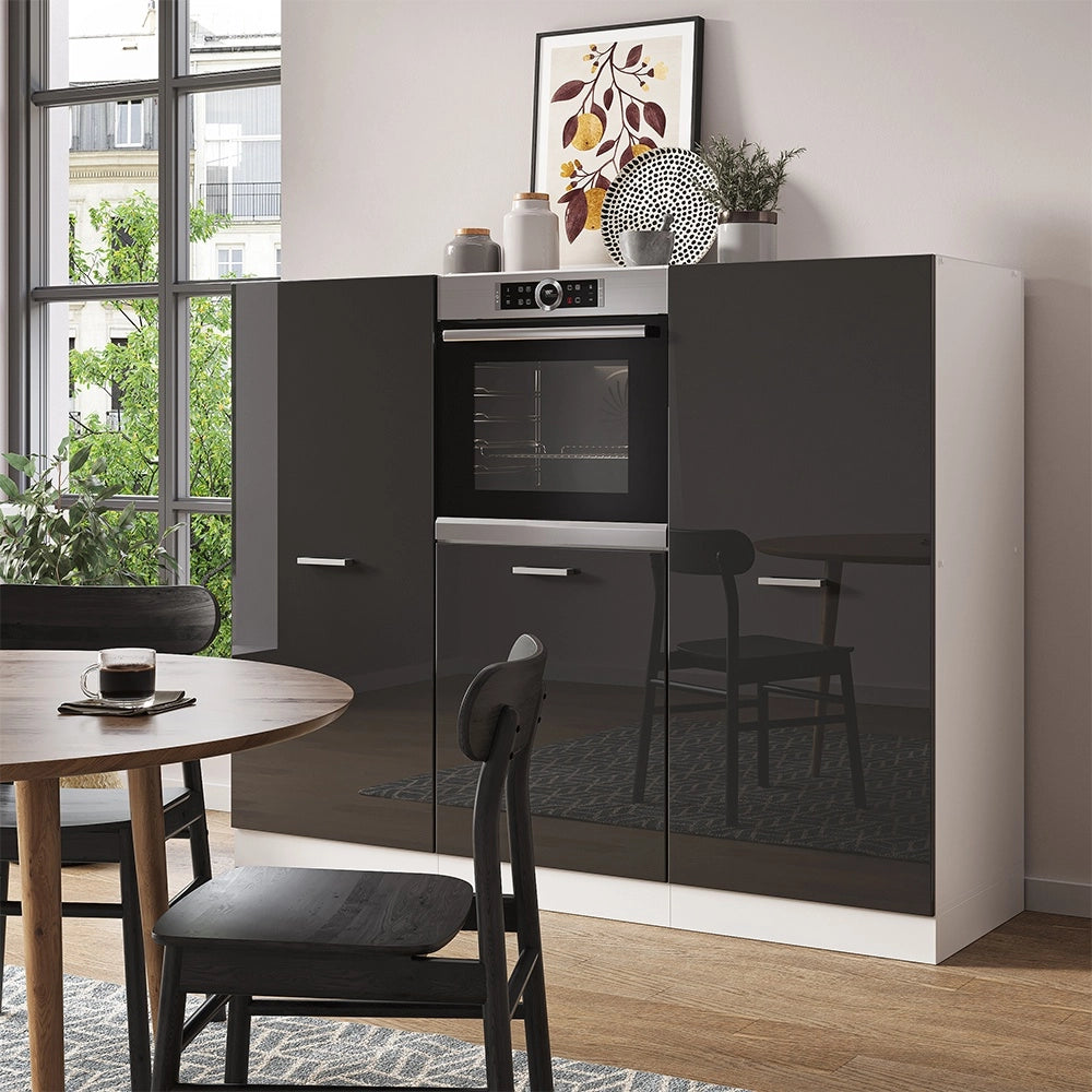 Cucine componibili piccole R-Line Antracite lucido/Bianco 180 cm senza piano di lavoro Vicco