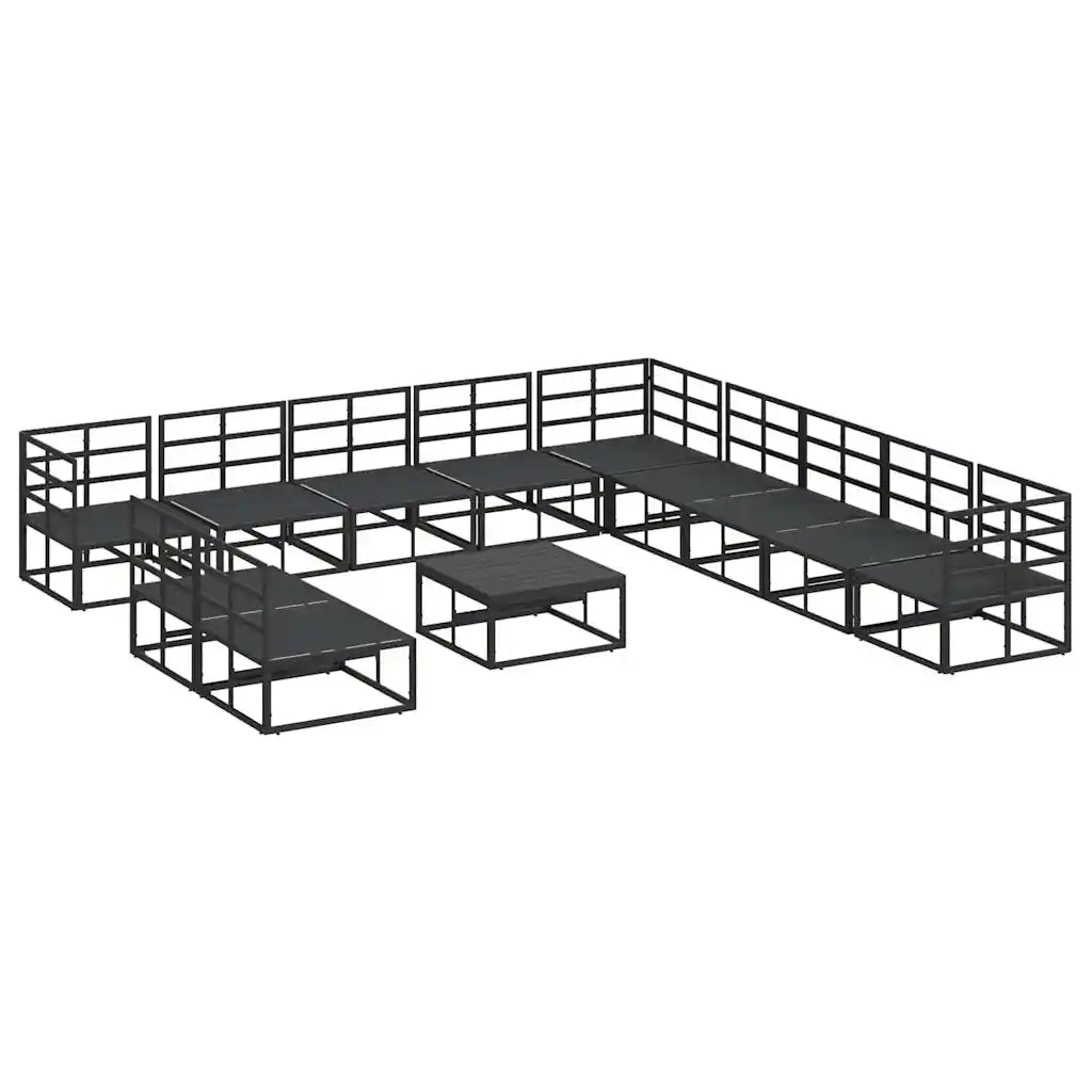 vidaXL Set Divano da Giardino con cuscino 12 pcs Nero Alluminio