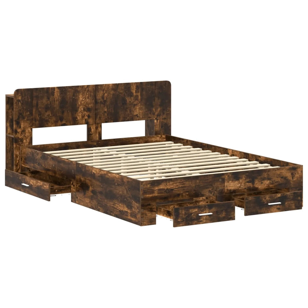 Telaio del letto con storage Rovere Fumo 150 x 200 cm 3433776