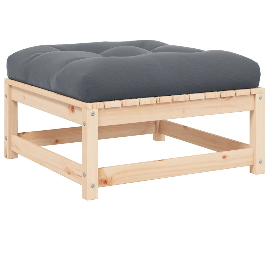 Poggiapiedi da Giardino con Cuscino in Legno Massello di Pinocod mxl 94755