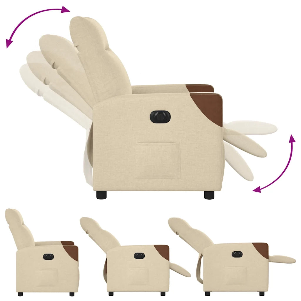 Poltrona Elettrica Reclinabile Crema in Tessuto 3323994