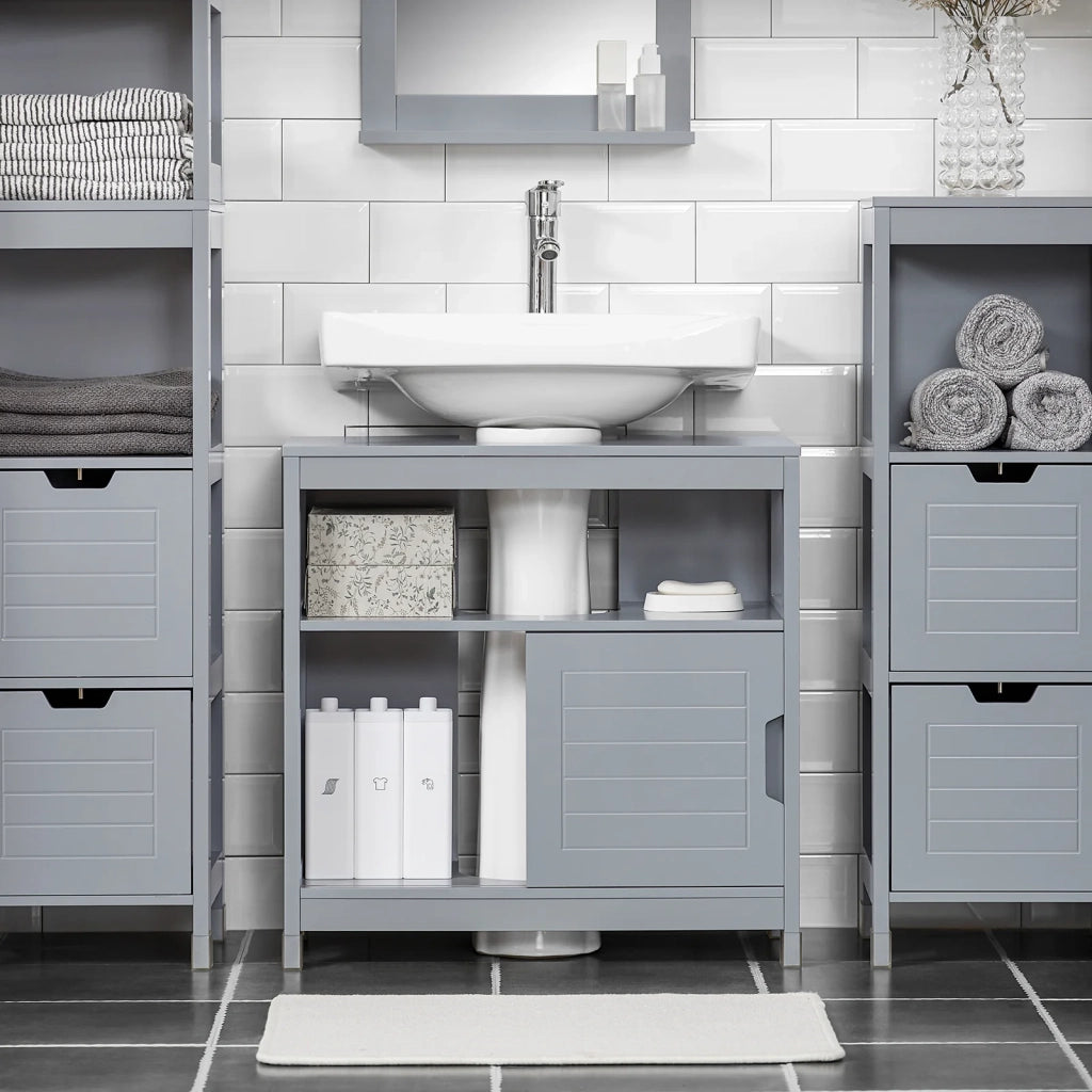 Mobile Sottolavabo Per Bagno Con Poggiapiedi FRG128-II-SG SoBuy