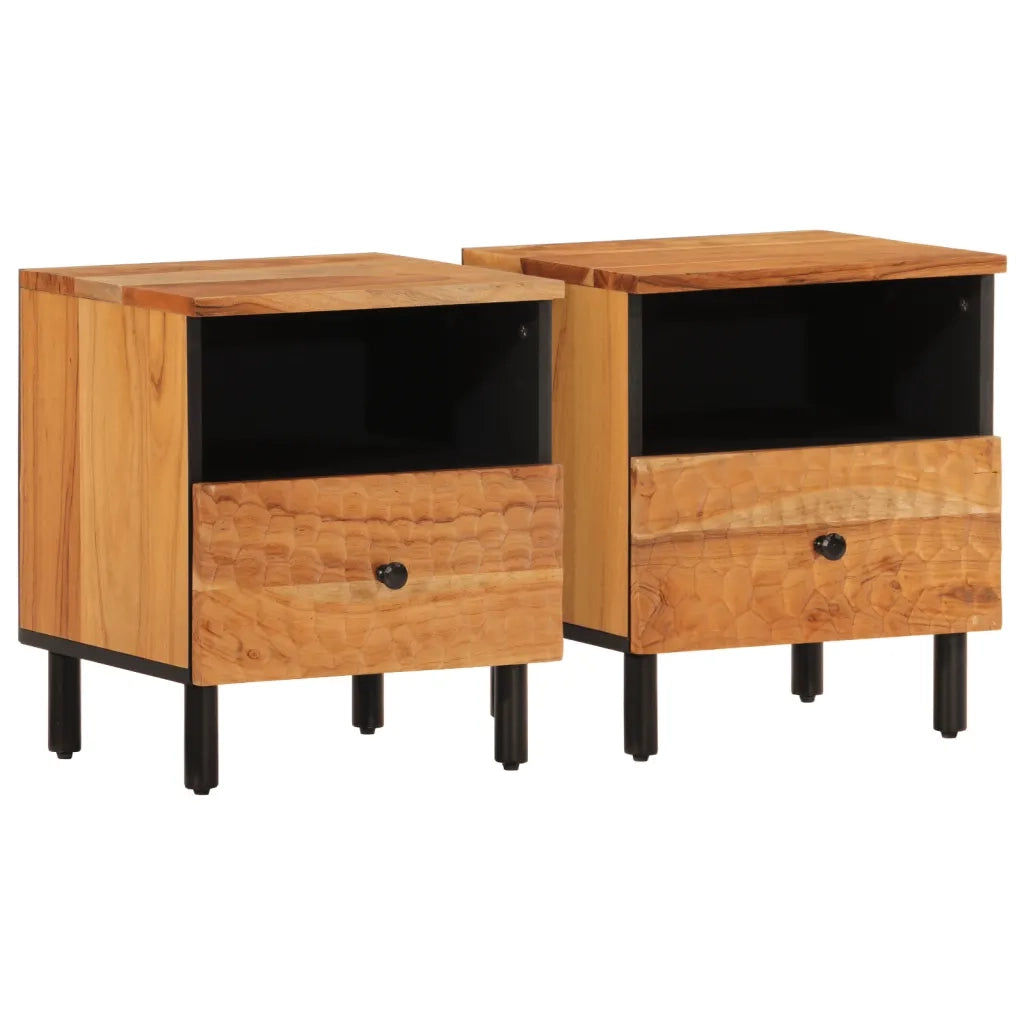Comodini 2pz-Set di 2 Tavolino da notte 40x33x46 cm in Legno Massello di Acacia 308493