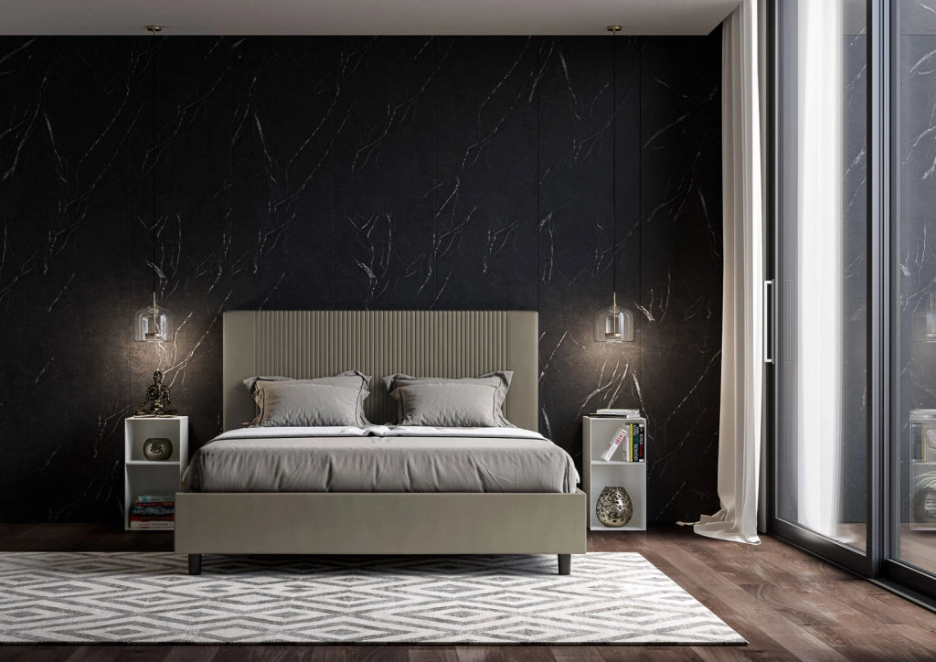 BS COM Letto matrimoniale king size contenitore imbottito 170x200 similpelle cappuccino