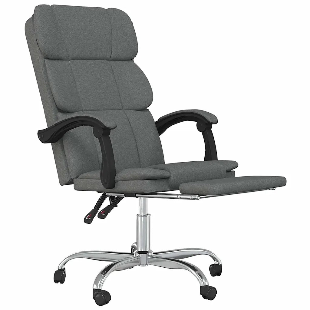 Sedia per studi-Poltrona da Ufficio Reclinabile Grigio Scuro in Tessuto 618396