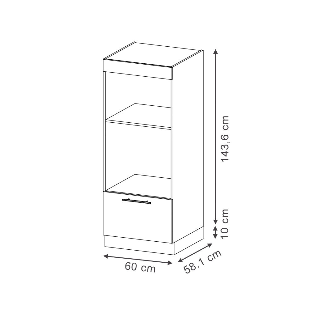 Mobile cucina microonde Fame-Line GrigioBeige/Bianco 60 cm aperto Vicco