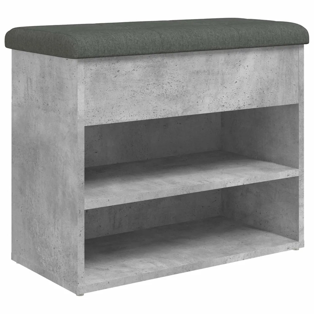 Panca Porta Scarpe-Sgabello-Panca Scarpiera Grigio Cemento 62x32x50cm Legno Multistrato