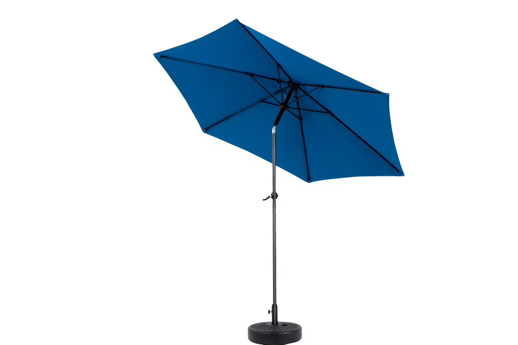 Ombrellone da esterno rettangolare grande, bifacciale, da 2,7 m, con manovella (blu) (senza base)