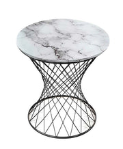 TAVOLINO TONDO POTA DA CAFFÈ IN METALLO NERO E PIANO EFFETTO MARMO 38 X H55 CM