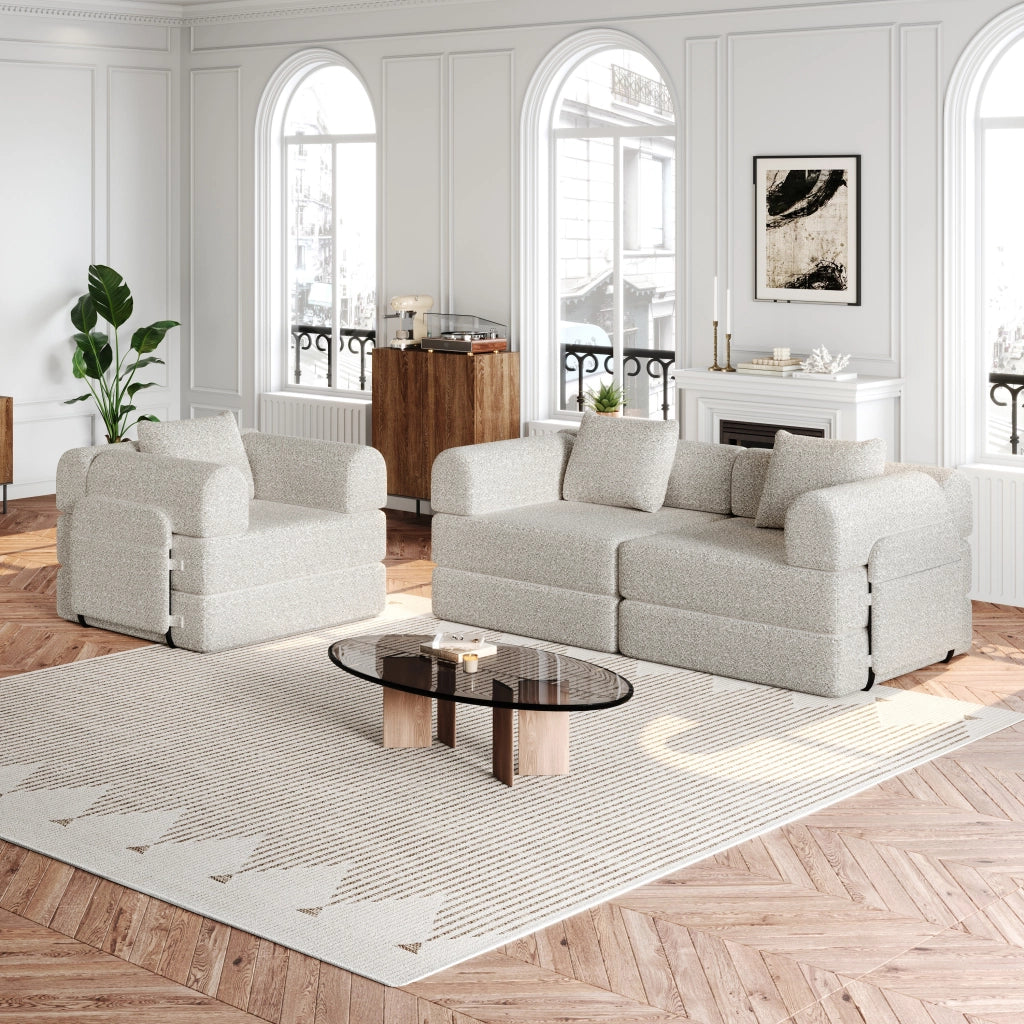 Divano Letto 2 in 1 con Vano Contenitore ¨C MINIMAL ¨C Struttura Metallo, Tessuto Chenille