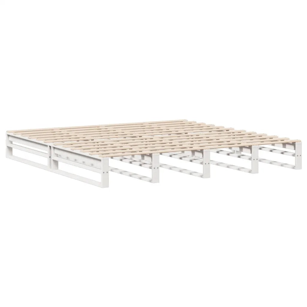 Letto Libreria senza Materasso Bianco 180x200 cm Legno Massello
