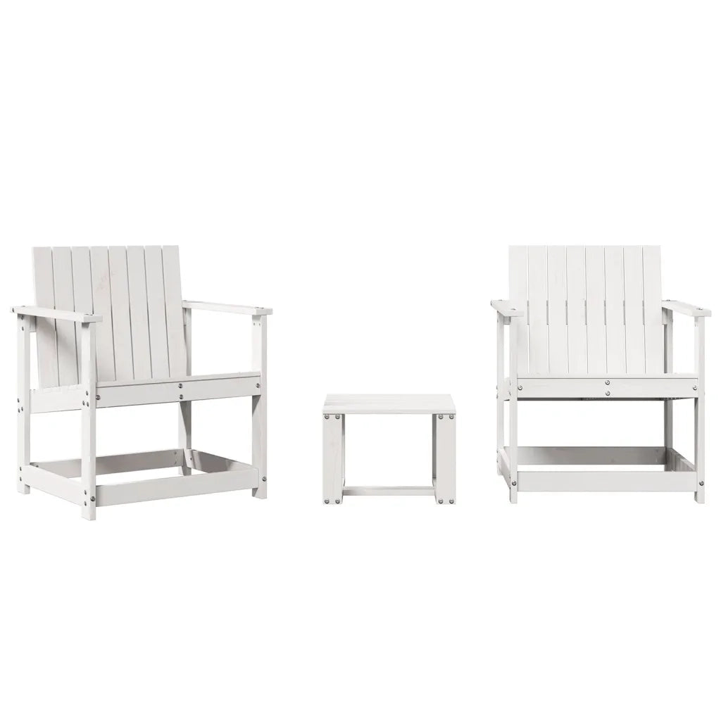 Set Salotto da Giardino 3 pz | Set di Mobili da Esterno Bianco in Legno Massello di Pino