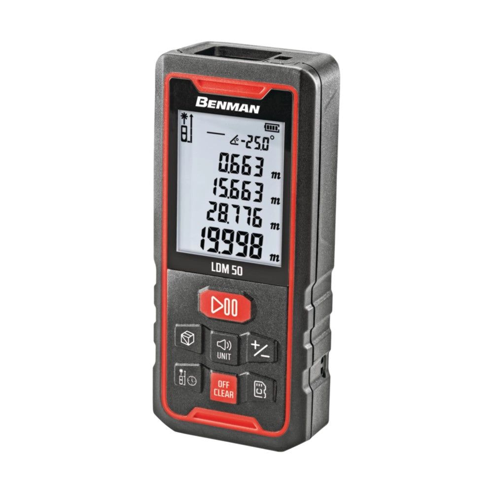 Benman ldm 50 ip44 max 50mt distanziometro metro ricaricabile laser rosso