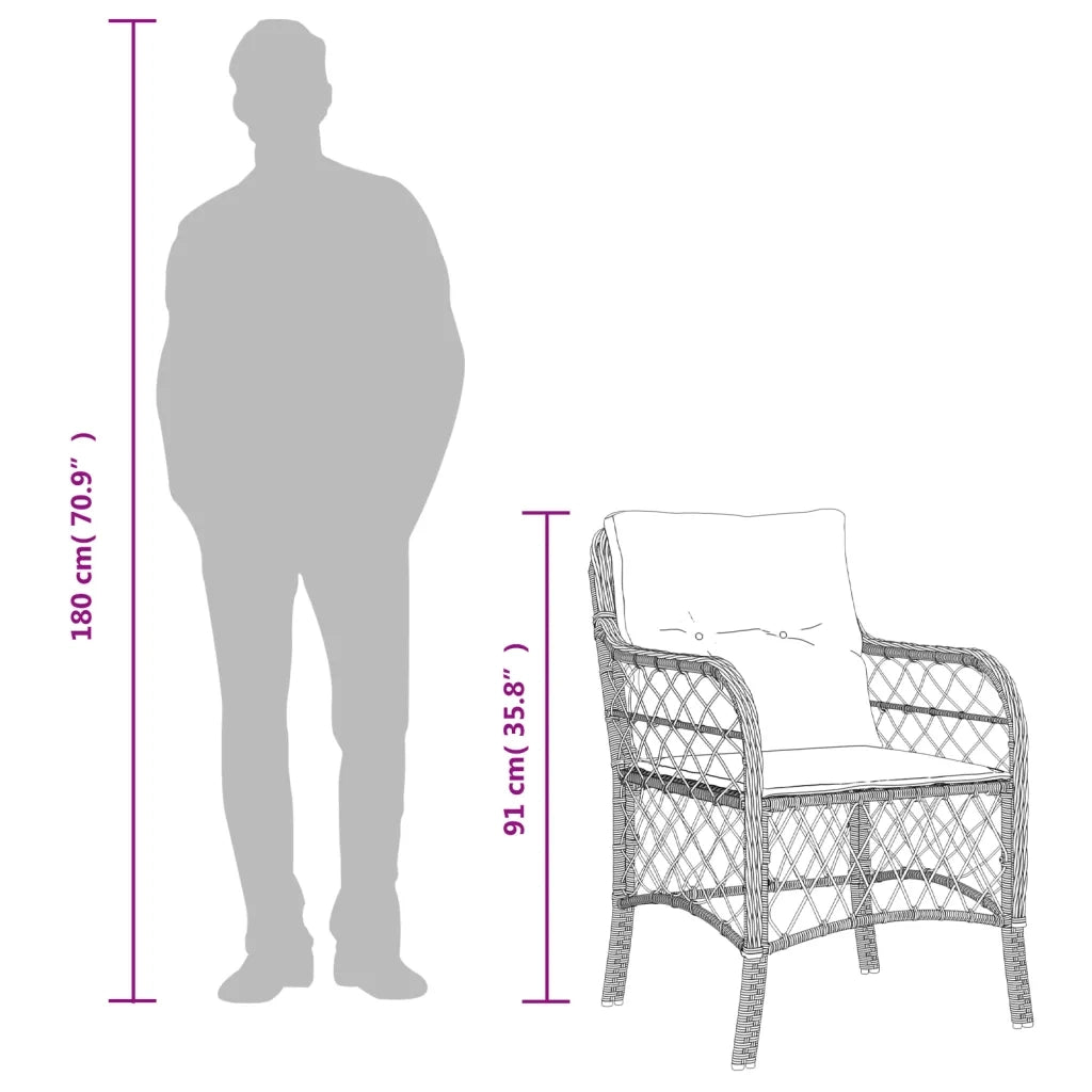 Set da Pranzo da Giardino 5 pz con Cuscini Beige in Polyrattan