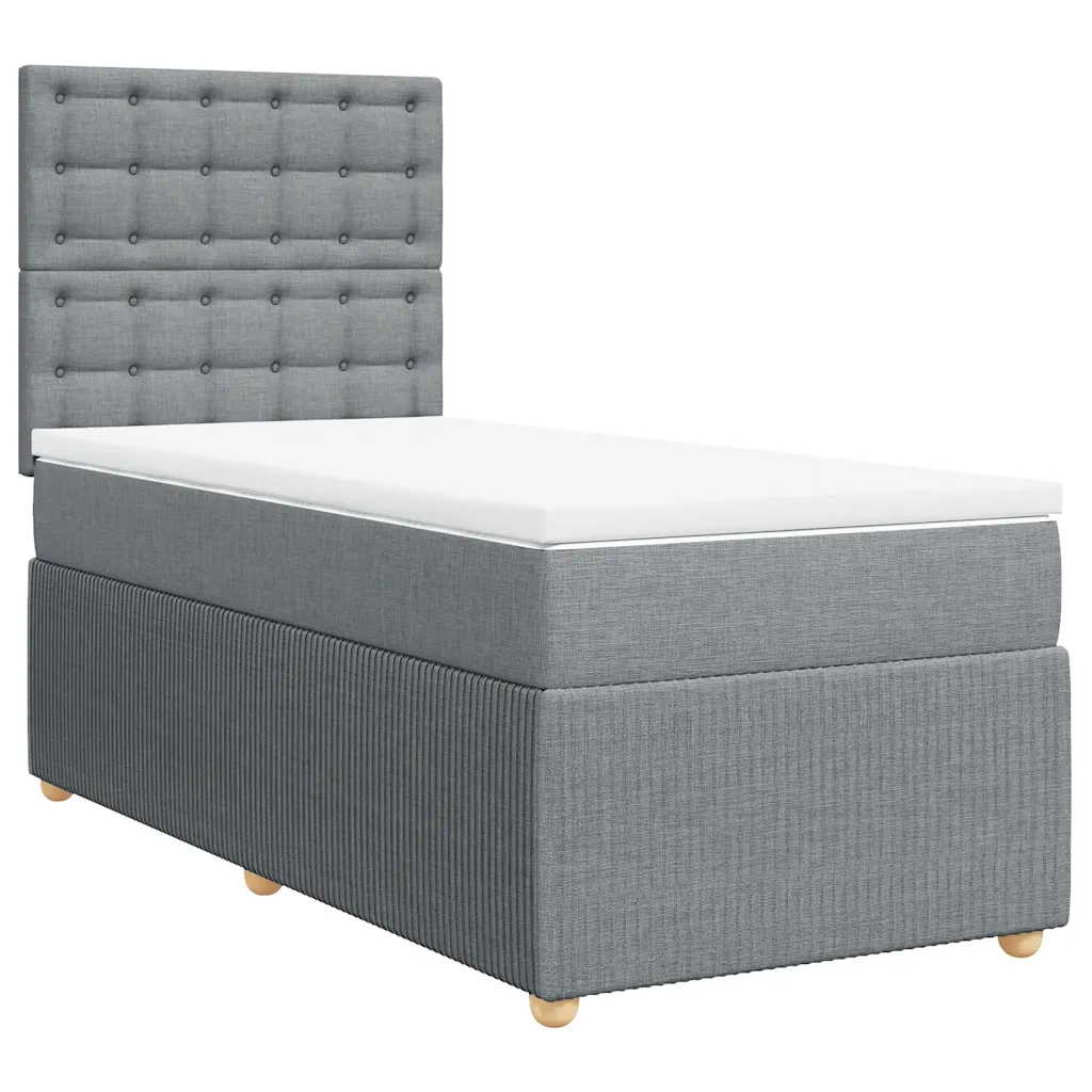 Giroletto a Molle con Materasso Grigio Chiaro100x200 cm Tessuto