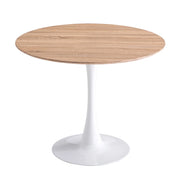 LÚZETE - TAVOLO SAN ANTONI Ø90 CM GAMBA BIANCA PIANO BIANCO PIANO NATURALE