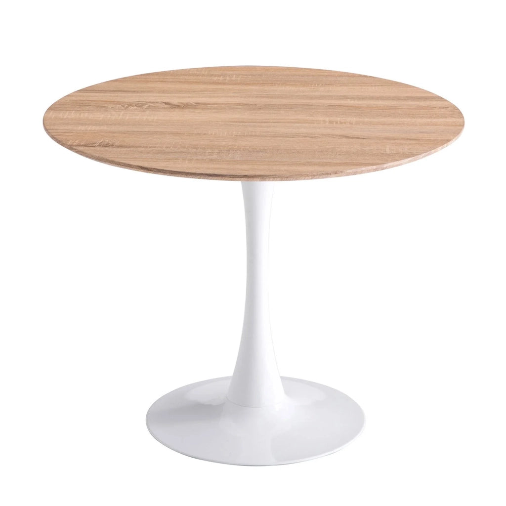 LÚZETE - TAVOLO SAN ANTONI Ø90 CM GAMBA BIANCA PIANO BIANCO PIANO NATURALE
