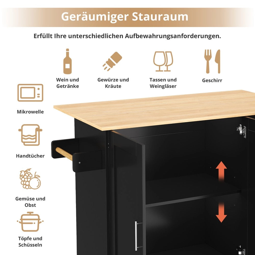 Tavolo da Cucina Multifunzionale con Cassetti e Anta ¨C Xylo ¨C Piano in Rovere, Pieghevole, 135x44x90