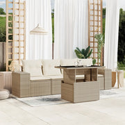 Set Divano da Giardino 5 pz con Cuscini Beige in Polyrattan 3268988