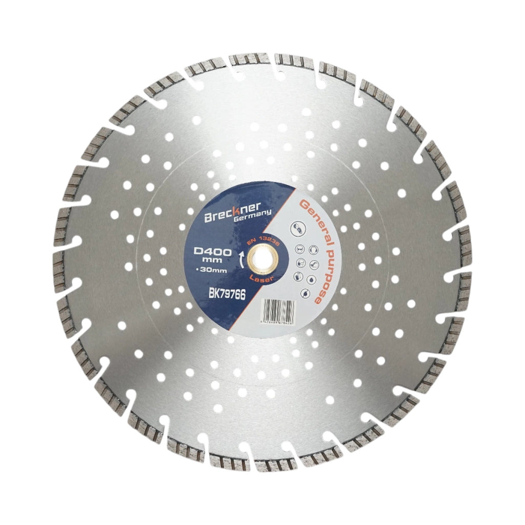 Disco diamantato turbo segmentato 400x30mm, segmento 10mm per cemento armato, pavimentazioni, archi, pietra dura Breckner Germany