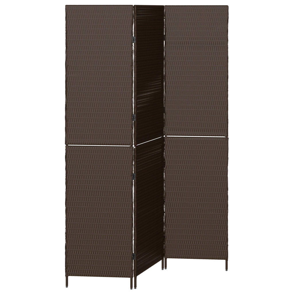 Divisore per stanze  3 pannelli pieghevoli marrone 146x180 cm in polirattan