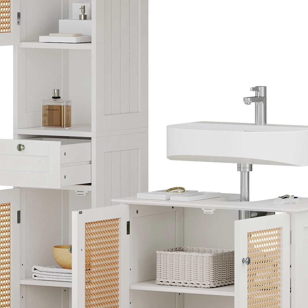 Vicco Set di mobili da bagno Bianco 3 pezzi, con colonna
