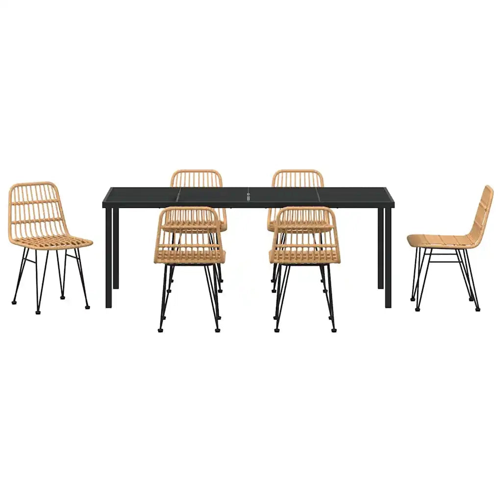 Set da Pranzo per Giardino 7 pcs Marrone 3379196