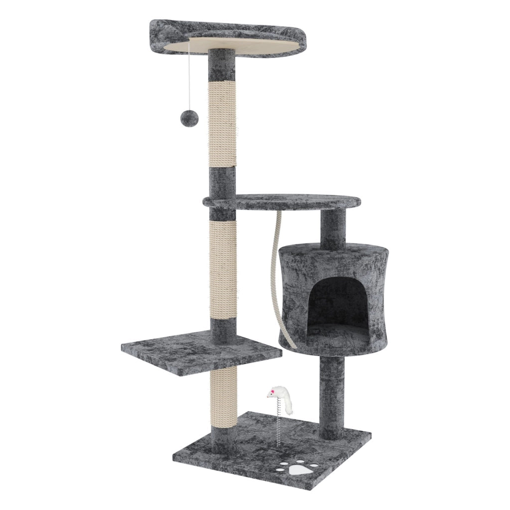 Tiragraffi Albero Palo Gioco Per Gatti Con Corda In Sisal Naturale Tira Graffi Angolare Multifunzione Giocattolo Stimolante Cuccia Per Gatto Adulto Cucciolo Domestico 112 Cm Grigio