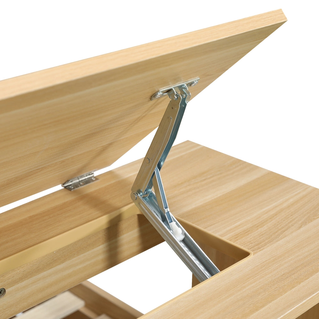 Letto multifunzione in legno 140x200 cm con contenitore e tavolo pieghevole