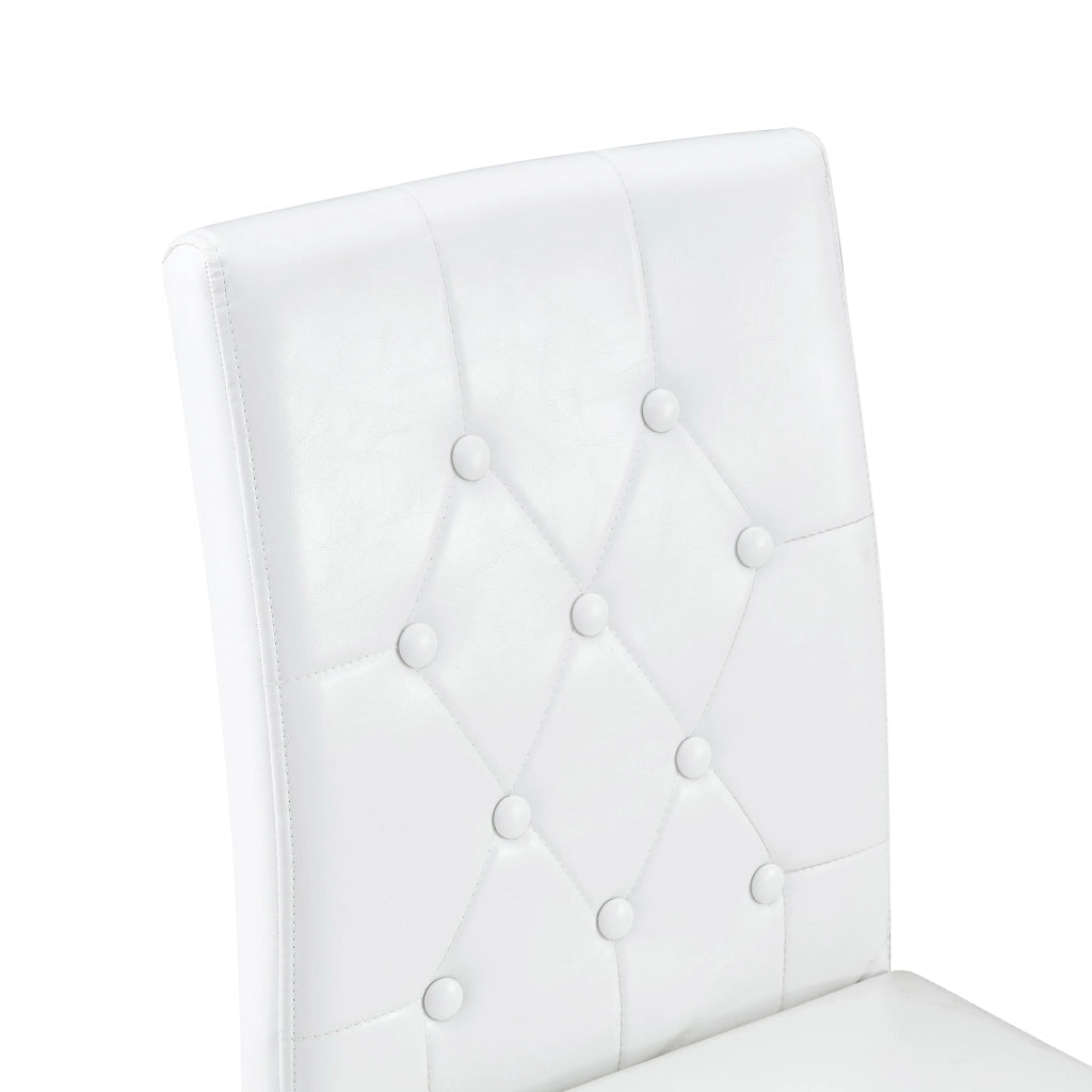 SEDIA da pranzo Set da 4 pezzi 89 cm Bianco PU con gambe in metallo argento