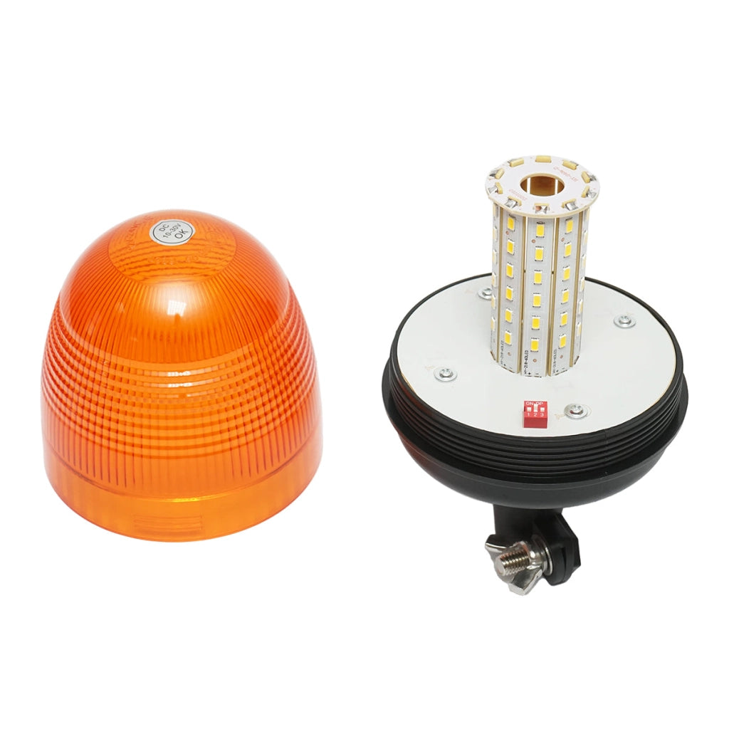 Lampeggiante LED 12–24V con base fissa e 3 modalità luminose – IP65