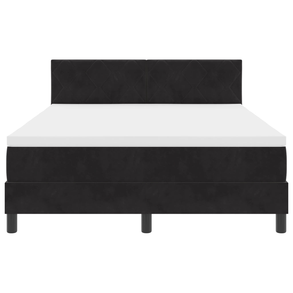 Letto Box Spring con Materasso e LED Nero 140x200 cm Velluto