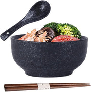 Set di ramen in ceramica con cucchiaio e bastoncini per il cibo - contenitore per zuppa e ciotole in un solo pezzo
