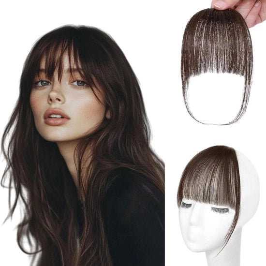 Pony Clip-In con Frange, Biondo Scuro, con Sonno, Estensioni di Capelli Artificiale per Donne