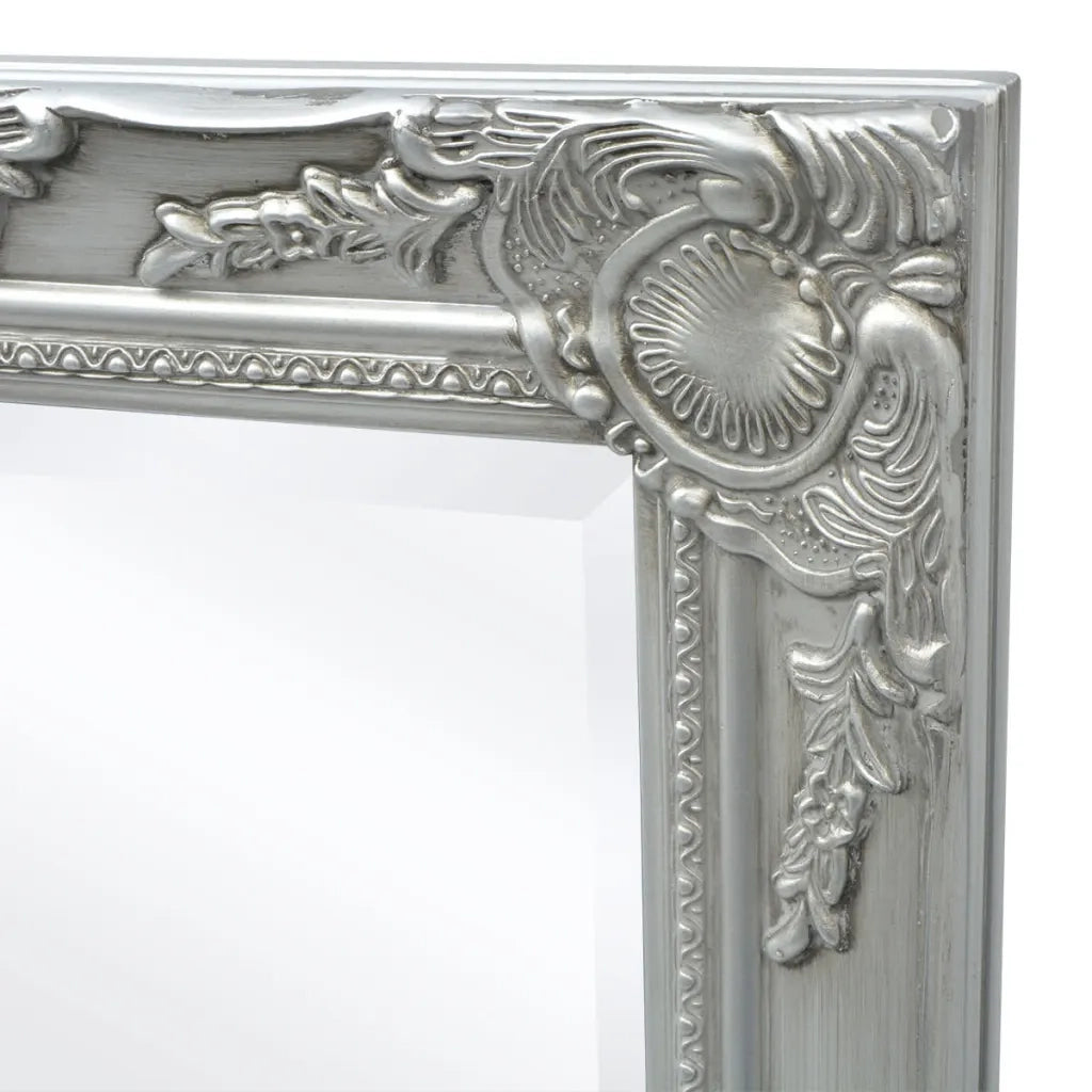 Specchio da Parete Stile Barocco 100x50 cm Argento 243681