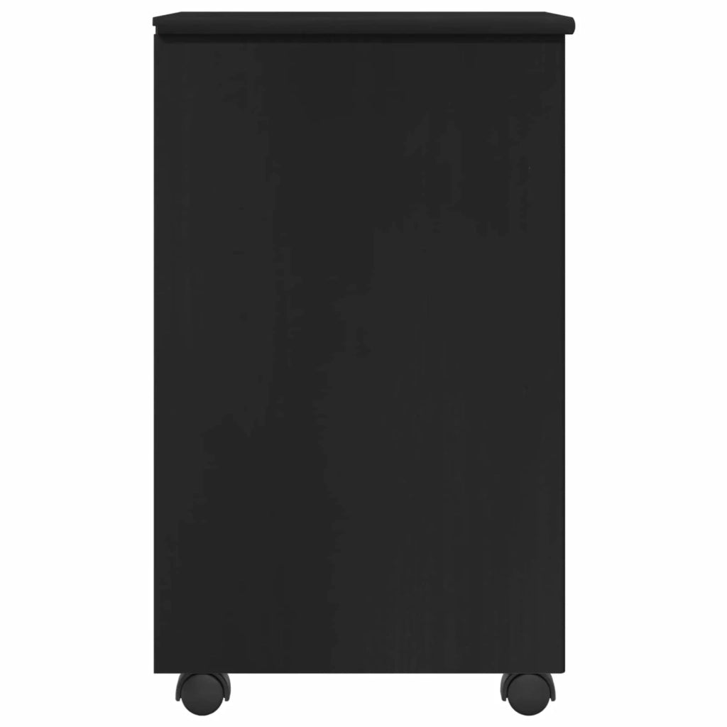 Mobile con Ruote Nero 34 x 39 x 65,5 cm Legno di Pino Massello 42028359