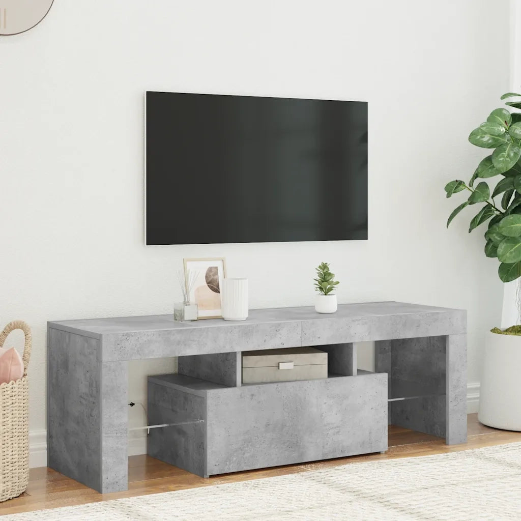 Mobile TV | Armadietto TV | Mobile Porta TV con Luci LED Grigio Cemento 120x35x40 cm