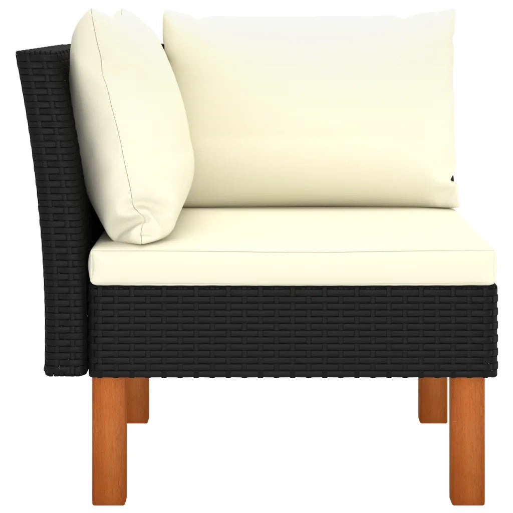 Poltrone Angolari 2 pz Polyrattan e Legno Massello di Eucalipto cod mxl 72626