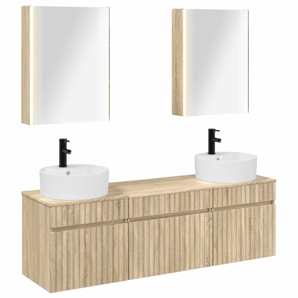 Set di Armadi da Bagno 5 pz Rovere Sonoma Legno ingegnerizzato 3406609