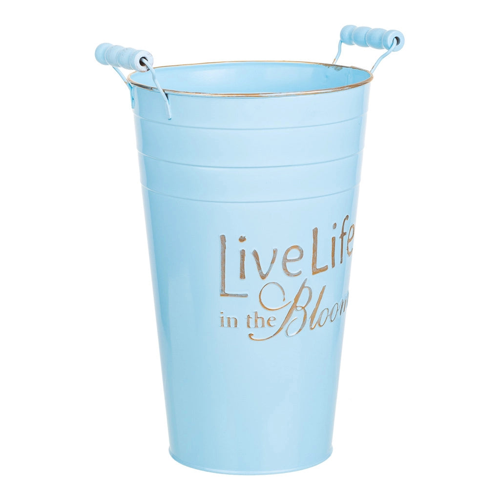 Vaso in metallo blu 24xd19x30/32,5hb:13