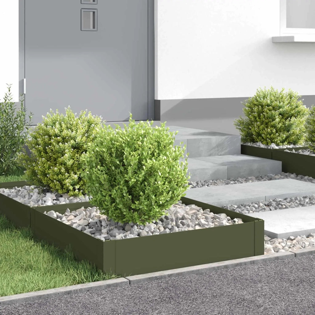 Bordura per Prato 4 pz 60 x 60 x 20 cm Acciaio Verde Oliva 8008910