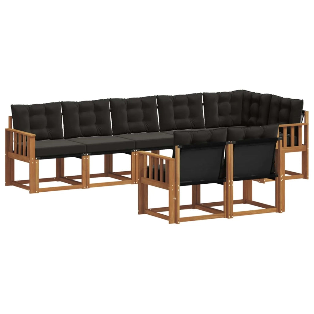 Set di divani da esterno con cuscino 8 pcs Naturale e Nero 3368783
