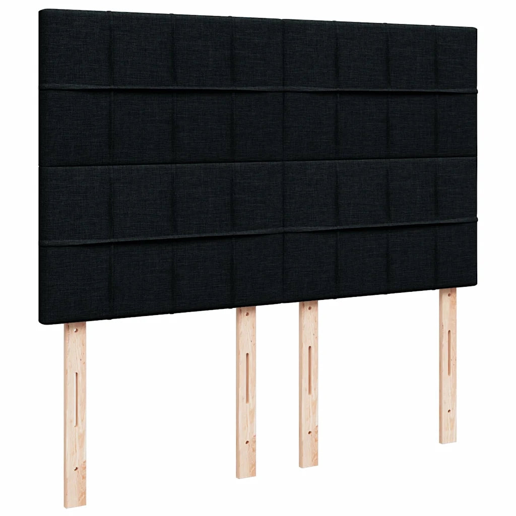 Struttura Letto Pouf con Materasso Nero 140x200 cm in Tessuto 3313163