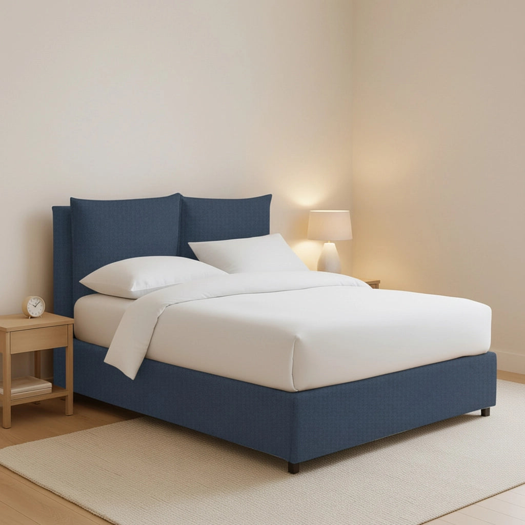 Newton, Letto Piazza e Mezza Sfoderabile Made in Italy, blu