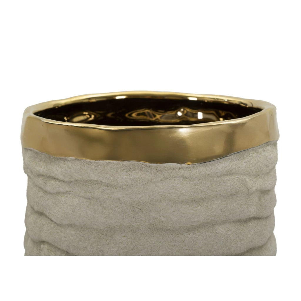 Vaso Decorativo VKH1018, Grigio, Ceramica, 15,5x15,5x40 cm