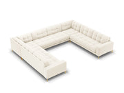 Cosmopolitan Design - Divano panoramico "Bali" 9 posti in velluto beige chiaro 