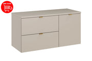 Set mobili bagno 100 cm con piano e mobile con cesto portabiancheria Dalia Cashmere 100 cm